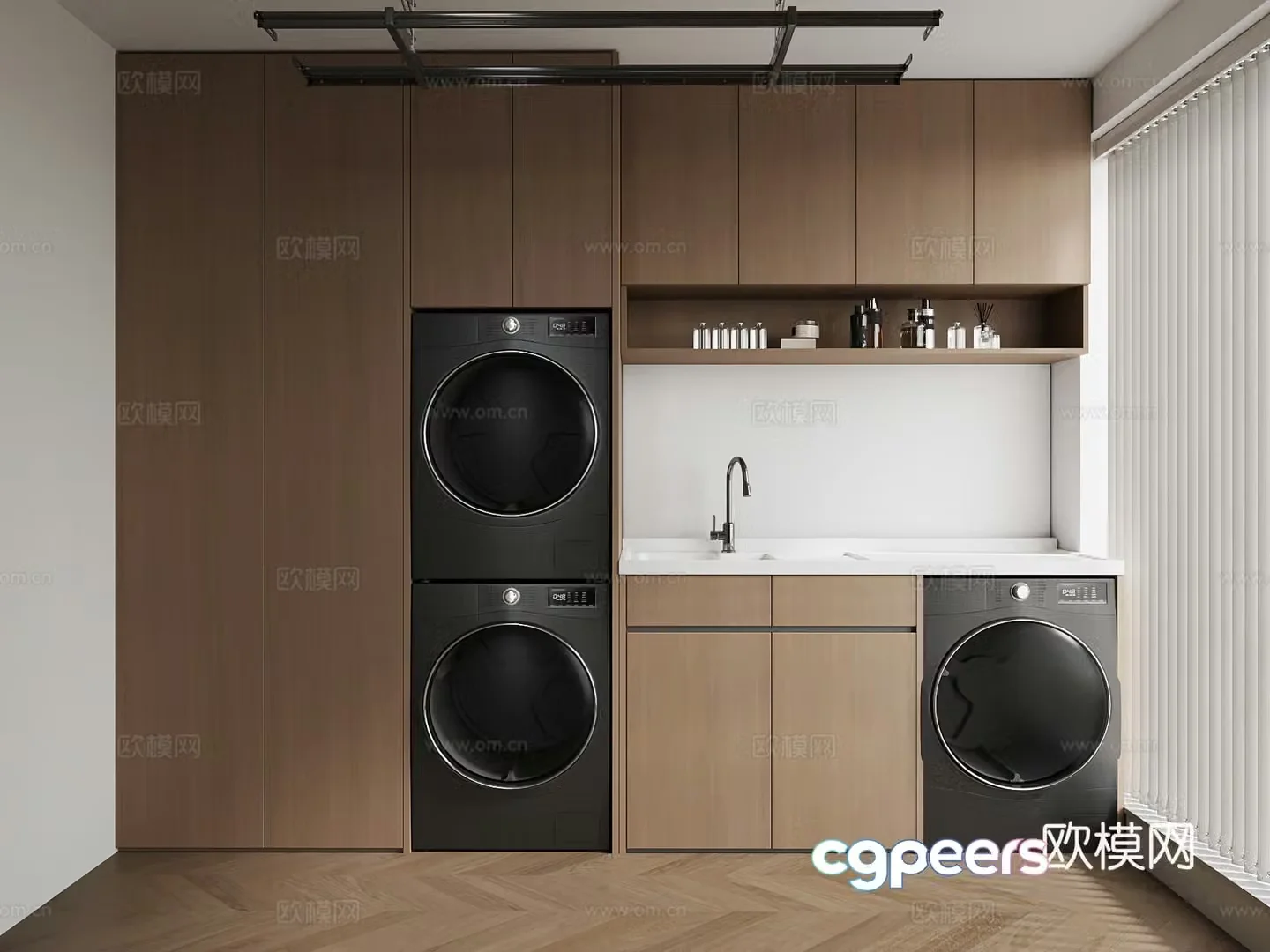 Balcony Modern balcony washing machine cabinet Bathroom cabinet 3d model