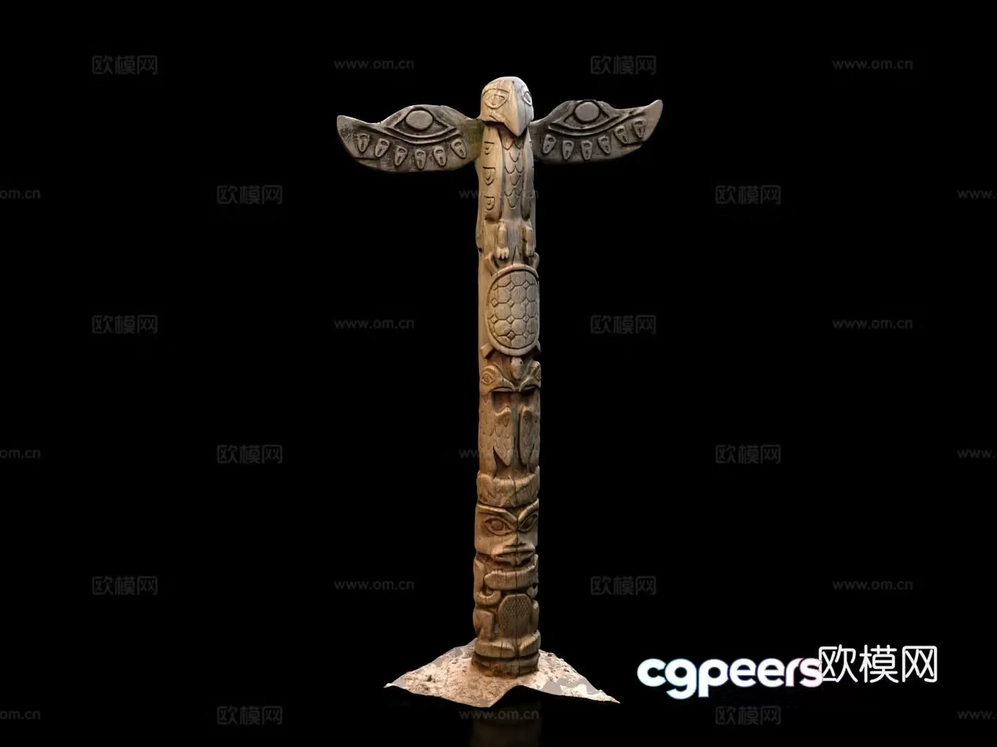 Totem Pole Huabiao Indian Tribe Wooden Totem Sculpture Sketch Ornaments Ethnic Style 3D Model