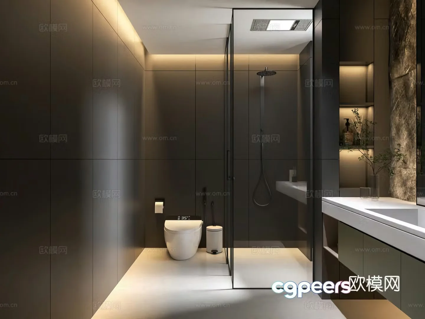 Bathroom Dark Wind 3d Model