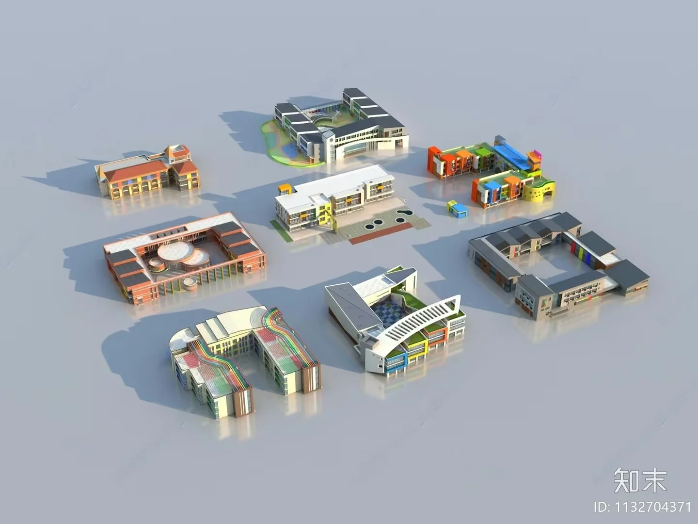 A 3D Rendering Of Various Buildings 3D Model – 13660 – VRAY Render