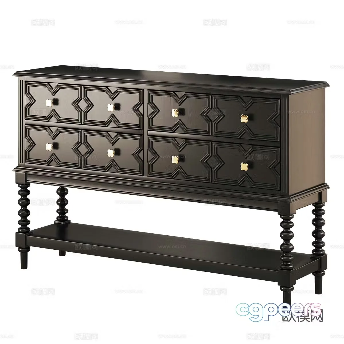 New Chinese style medieval style decorative chest of drawers 3d model 3d model