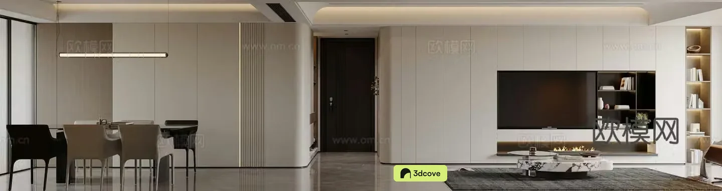 Modern living and dining room