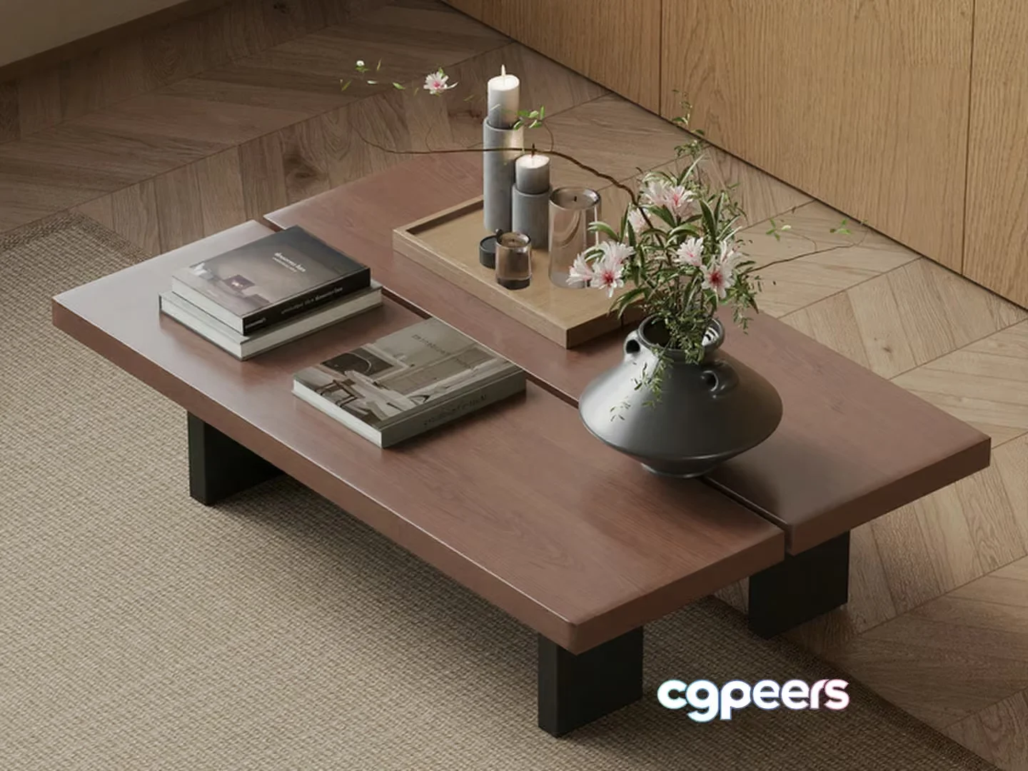 Modern Wooden Coffee Table 3D Model – 4566 – VRAY Render