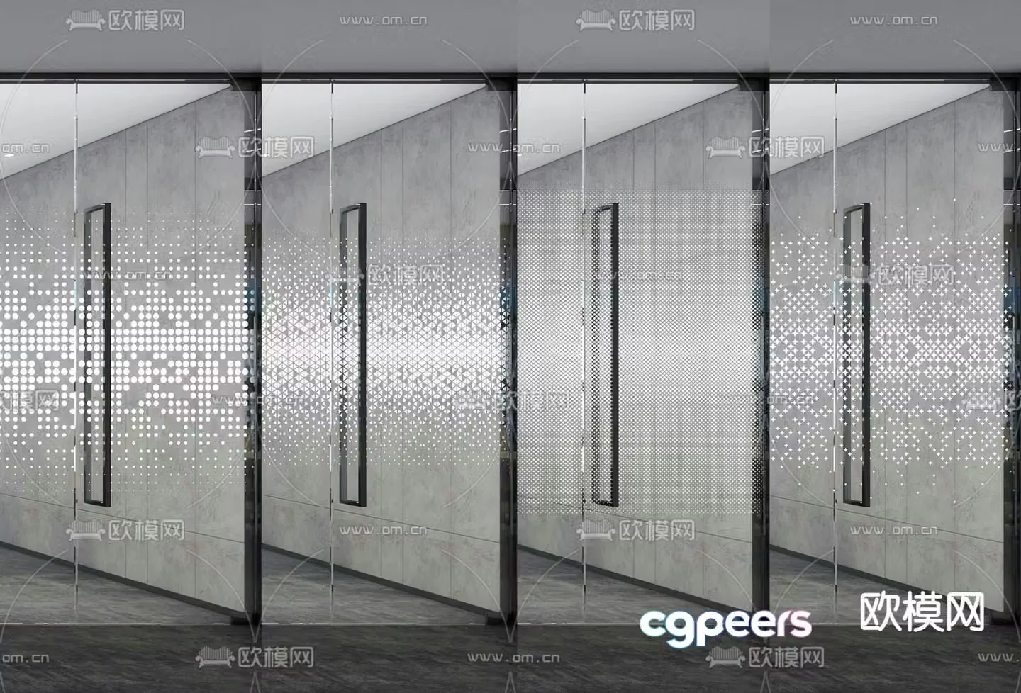 Frosted glass film Glass partition 3D model
