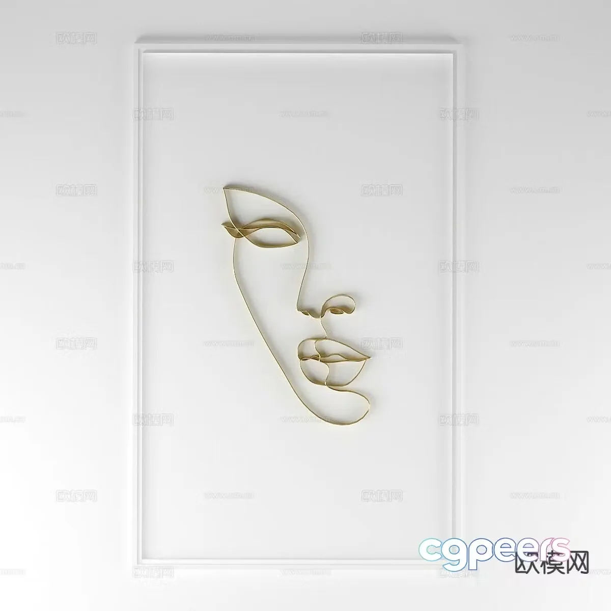 Line drawing abstract painting decorative painting 3d model