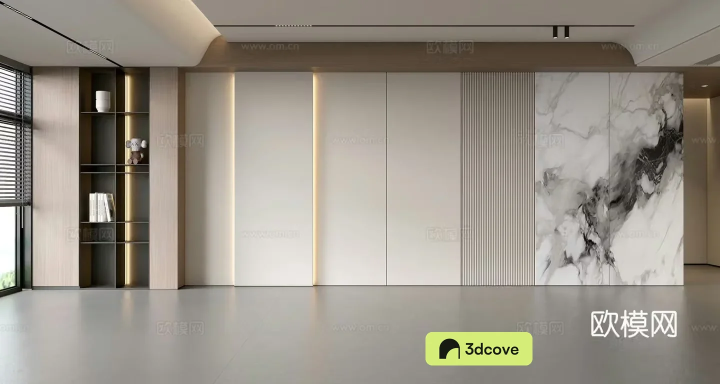 Modern simple sofa background wall modern ornament balcony cabinet living room cabinet wood veneer background wall