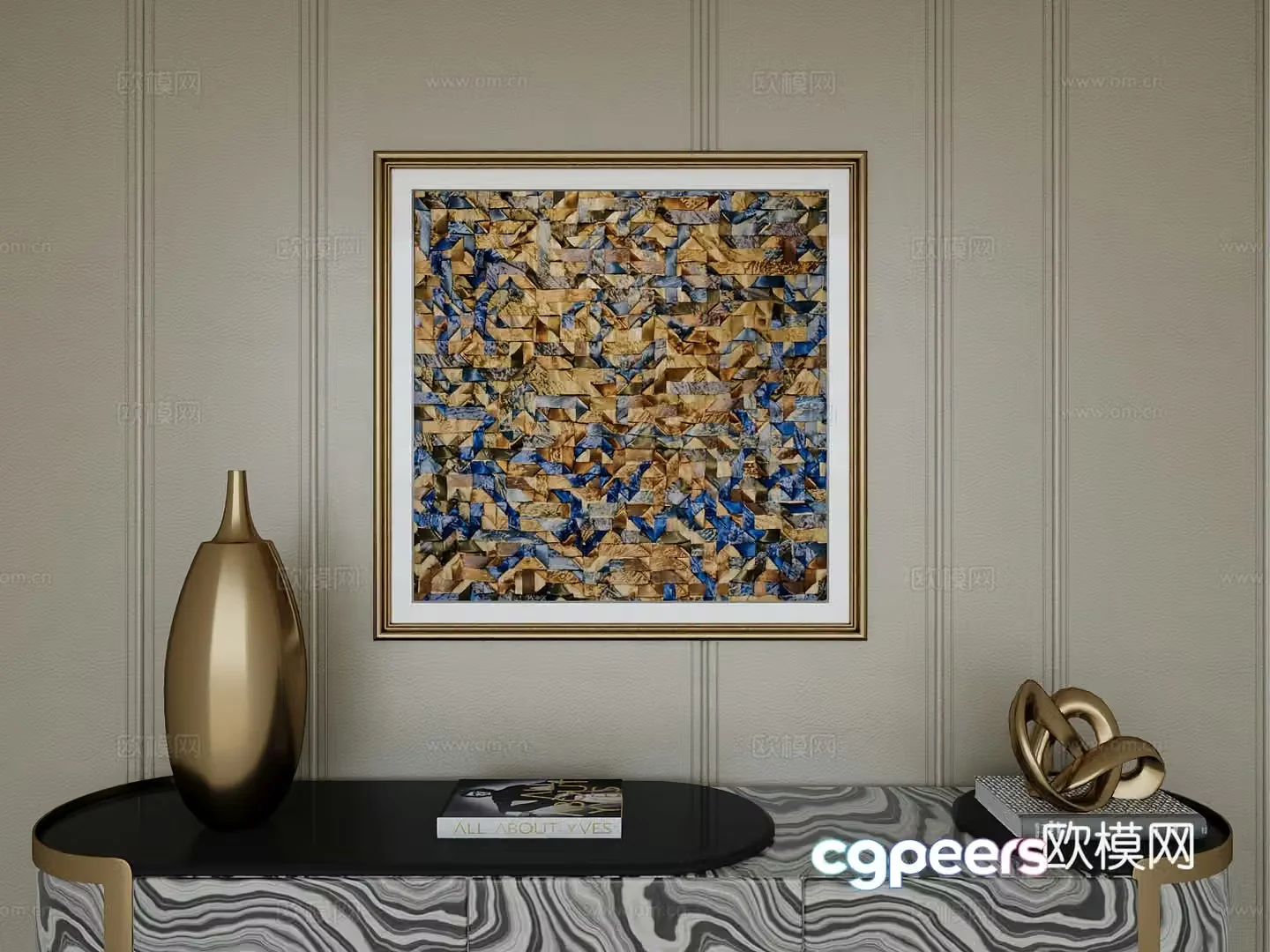 Italian light luxury high-end hanging painting 3D model