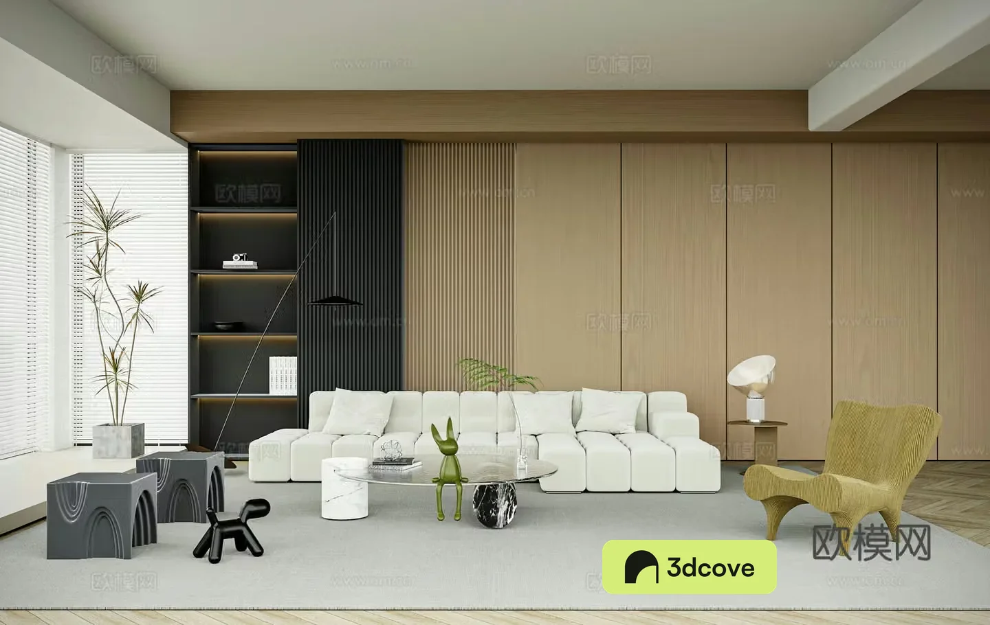 Modern minimalist living room sofa wall