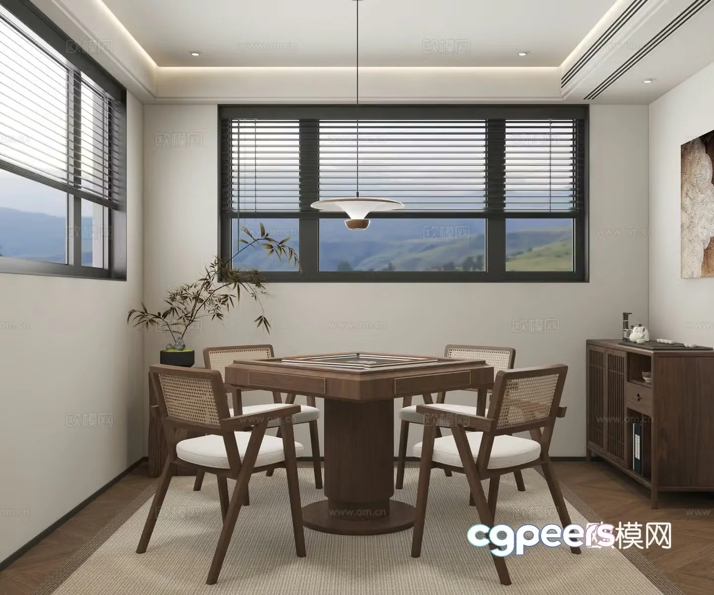 Modern new Chinese chess and card room 3D model