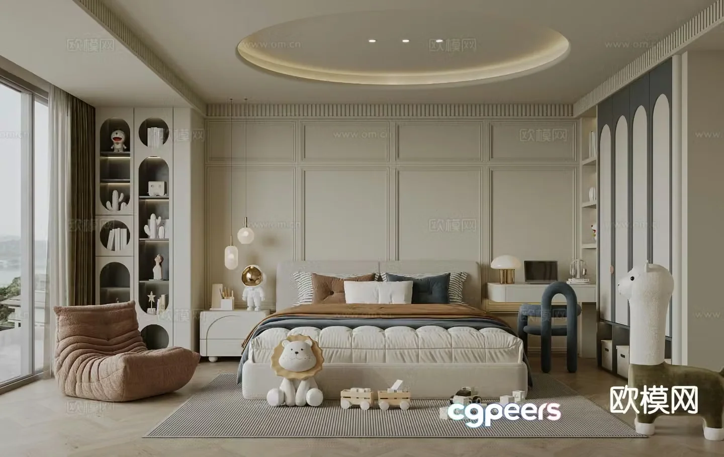 Cream style children’s room 3D model of children’s room