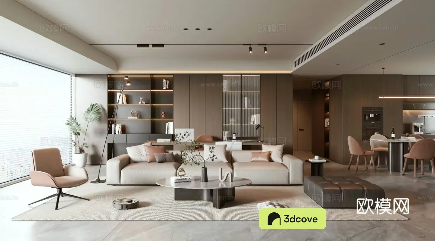 Modern living and dining room