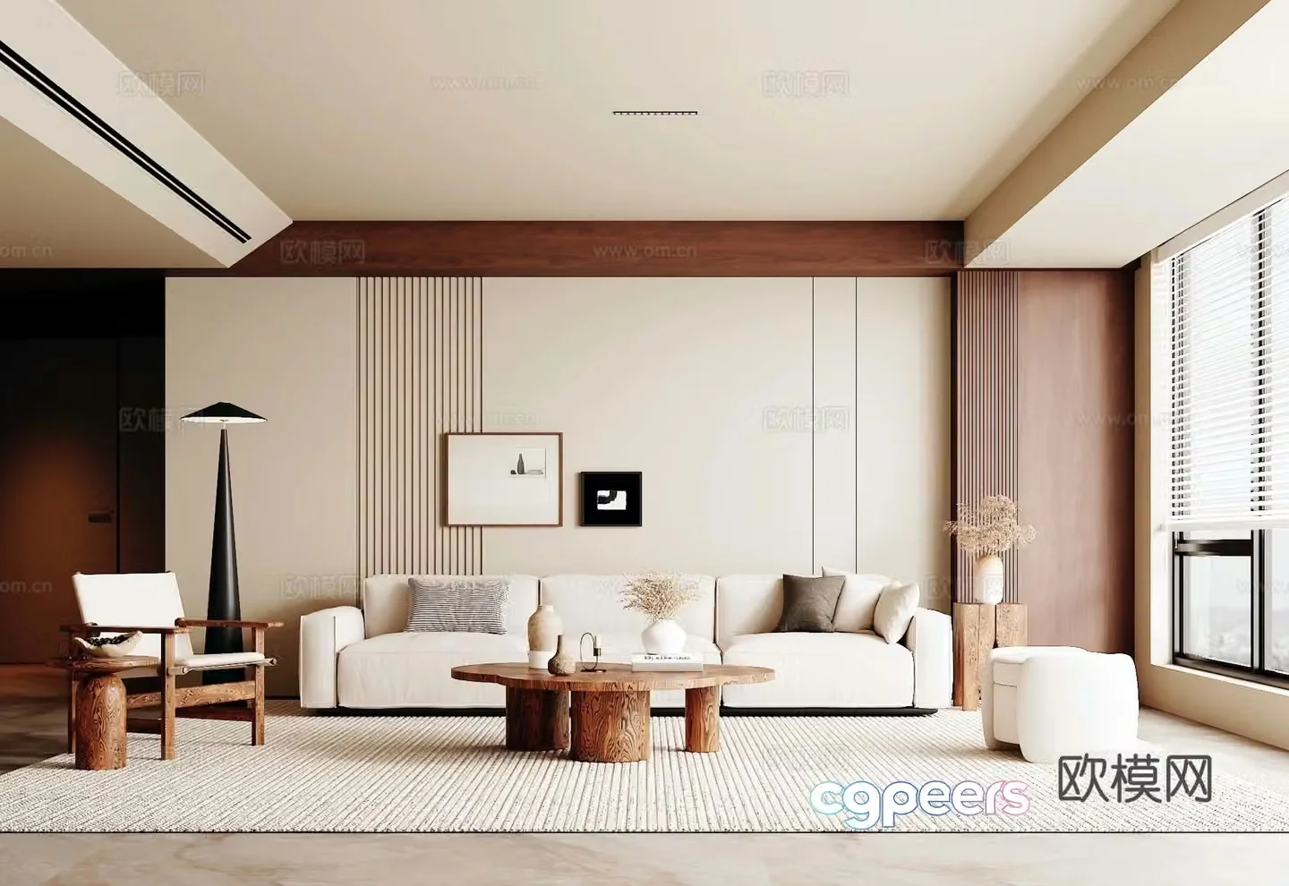 Modern medieval style living room 3d model