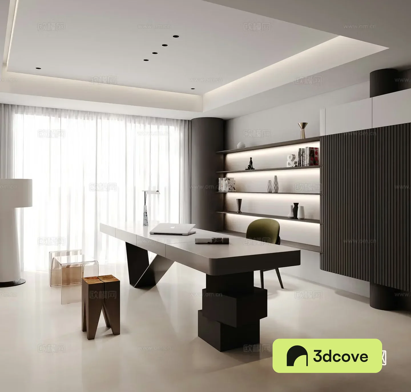 Modern study bookcase desk
