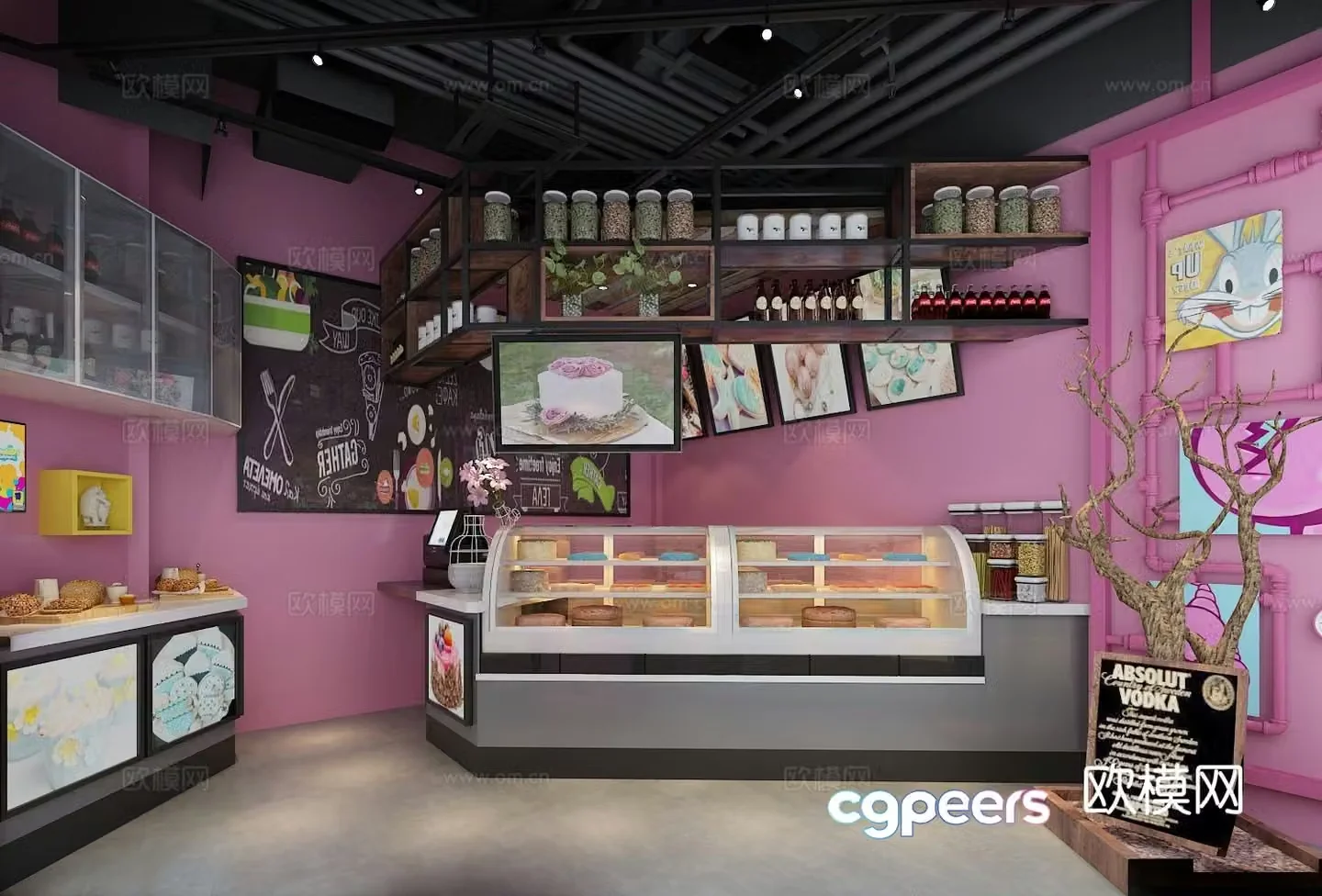 Modern bakery cake shop 3d model