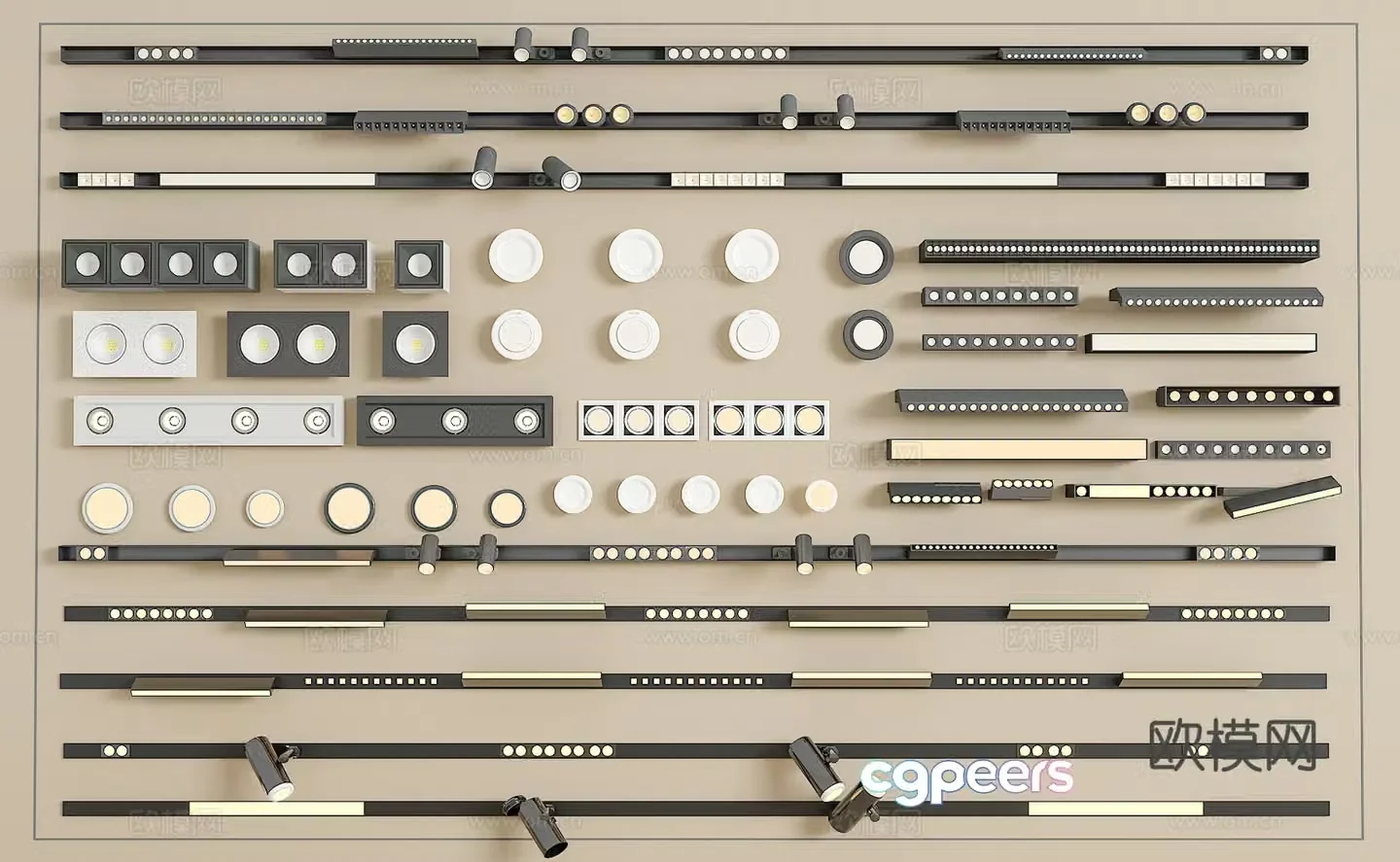 Track spotlight downlight linear lamp embedded downlight magnetic spotlight 3D model