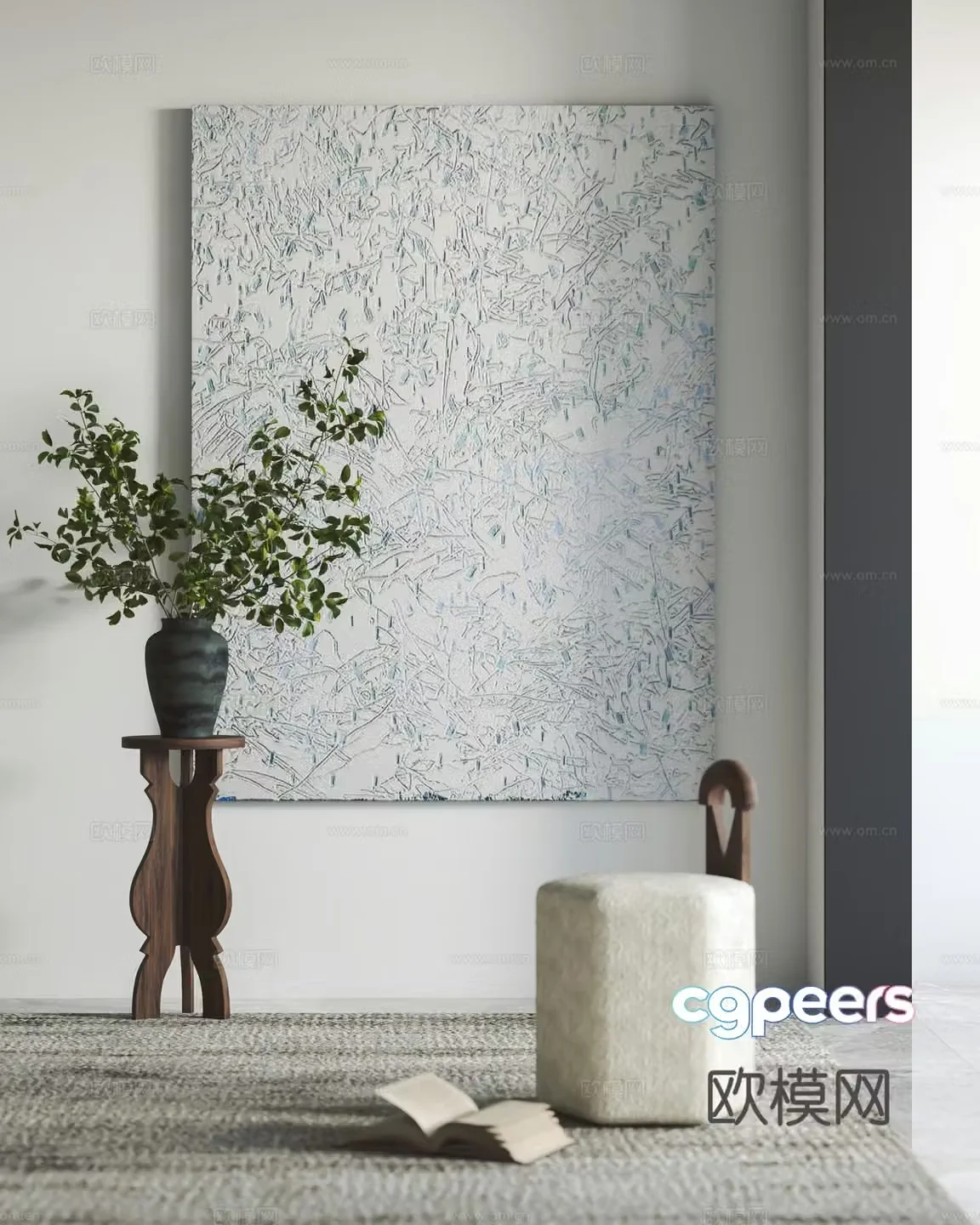 Modern decorative paintings hanging paintings corners ornaments stools 3D model