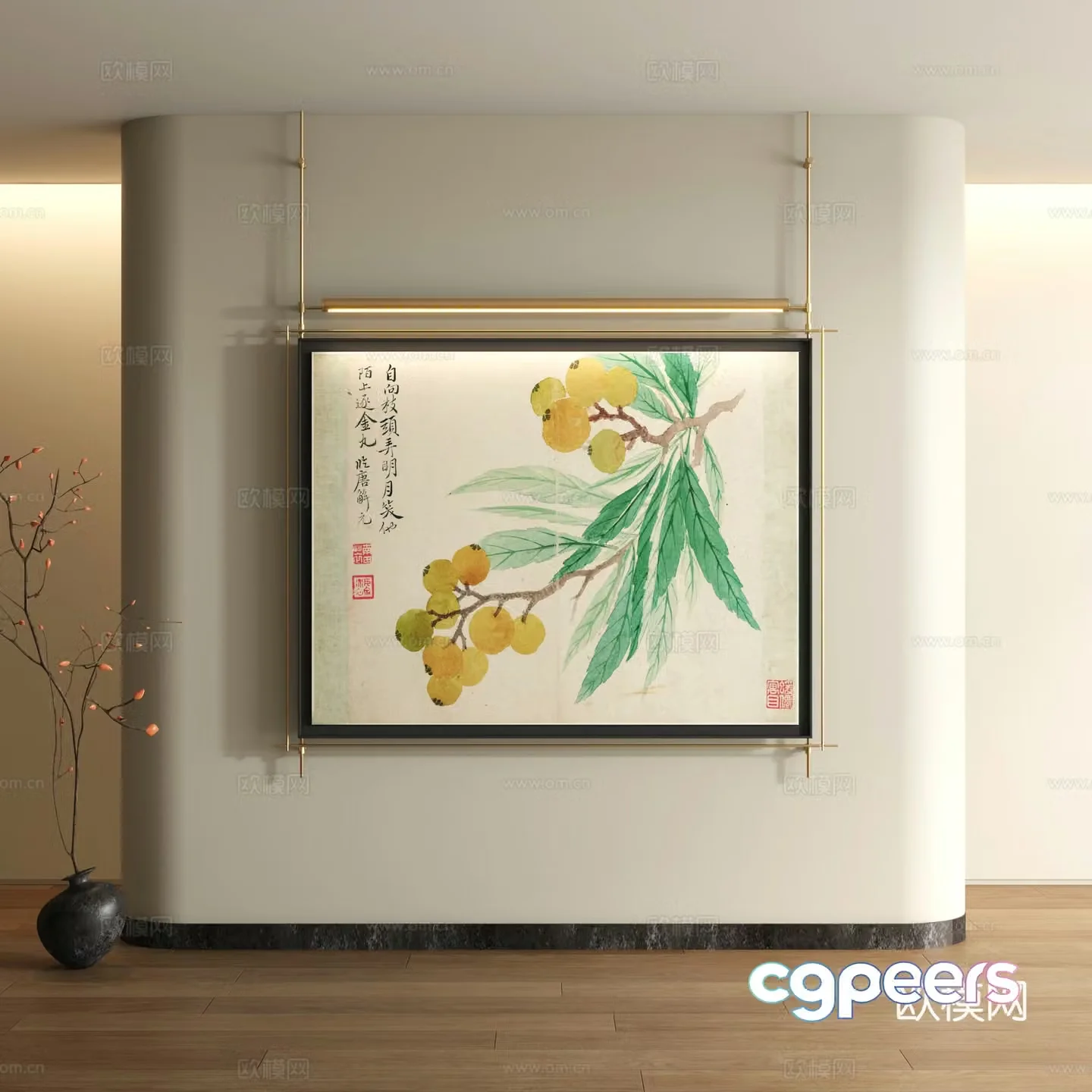 Song style decorative painting New Chinese style landscape painting 3D model