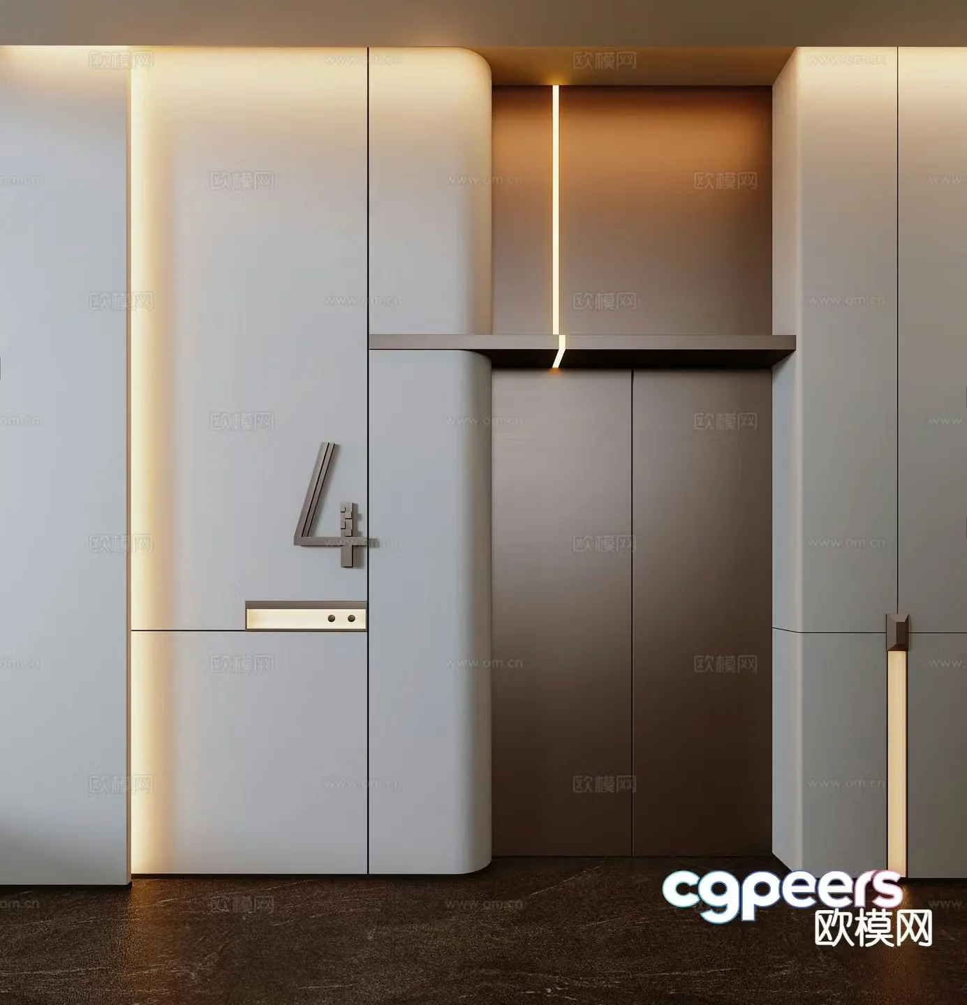 Light luxury elevator door elevator entrance 3D model
