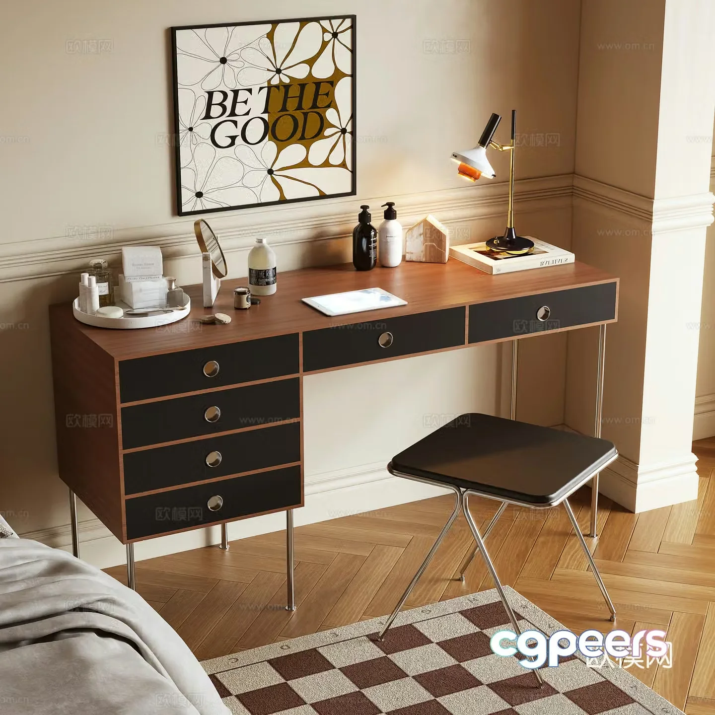 Medium style dressing table 3D model