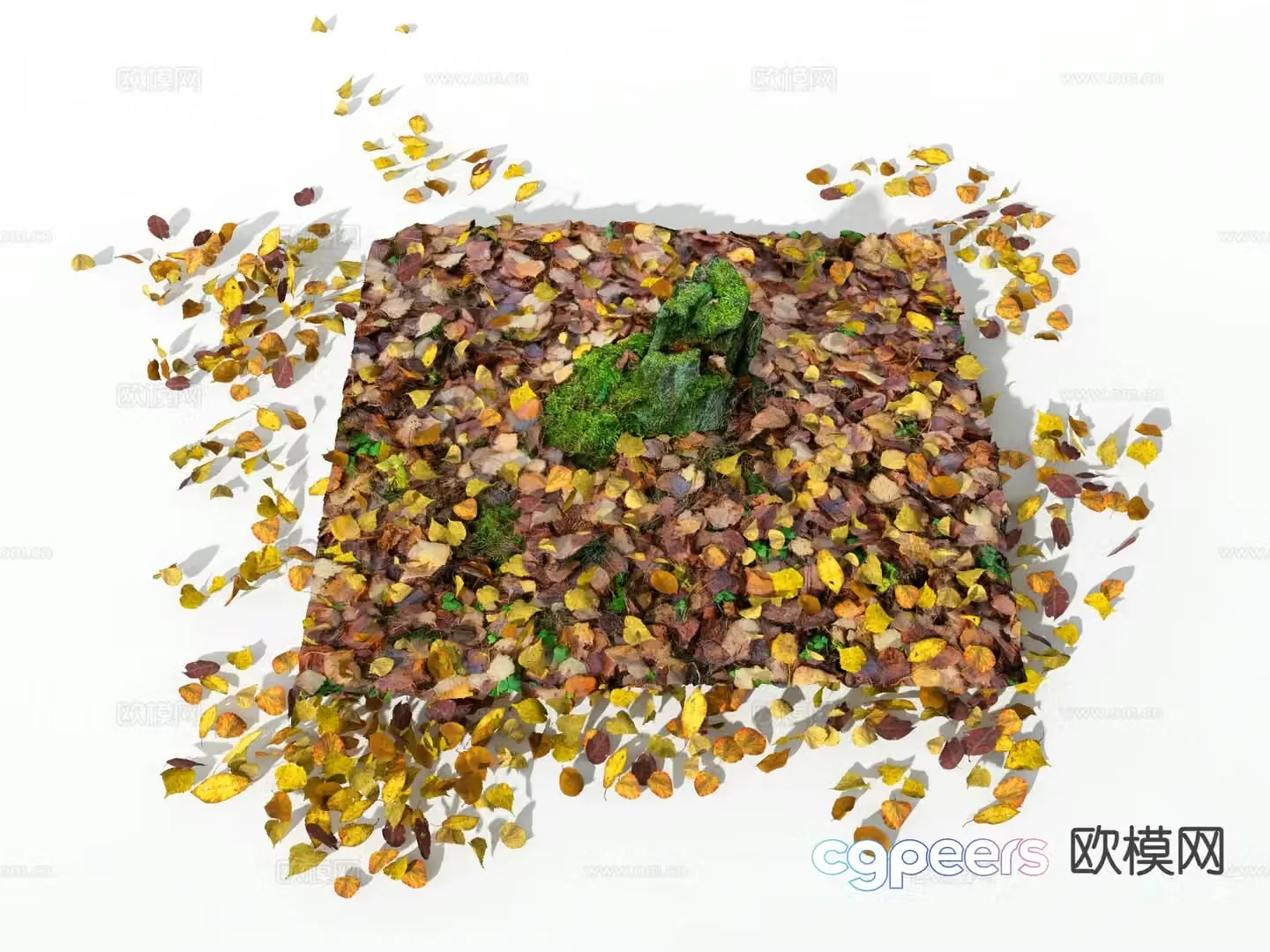 Yellow leaves leaves fallen leaves and dead branches tree stump 3d model