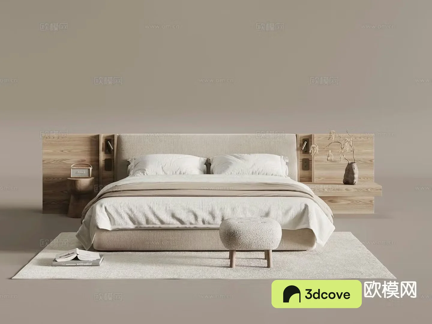 Log style double bed