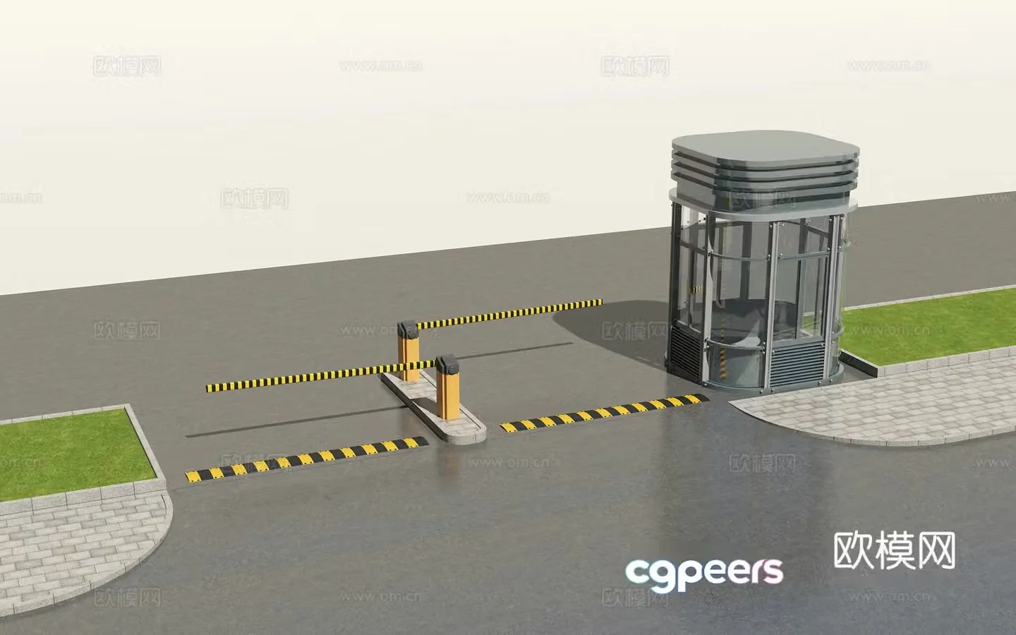 Modern booth Community entrance Factory entrance Parking lot Door guard booth Door guard parking 3d model