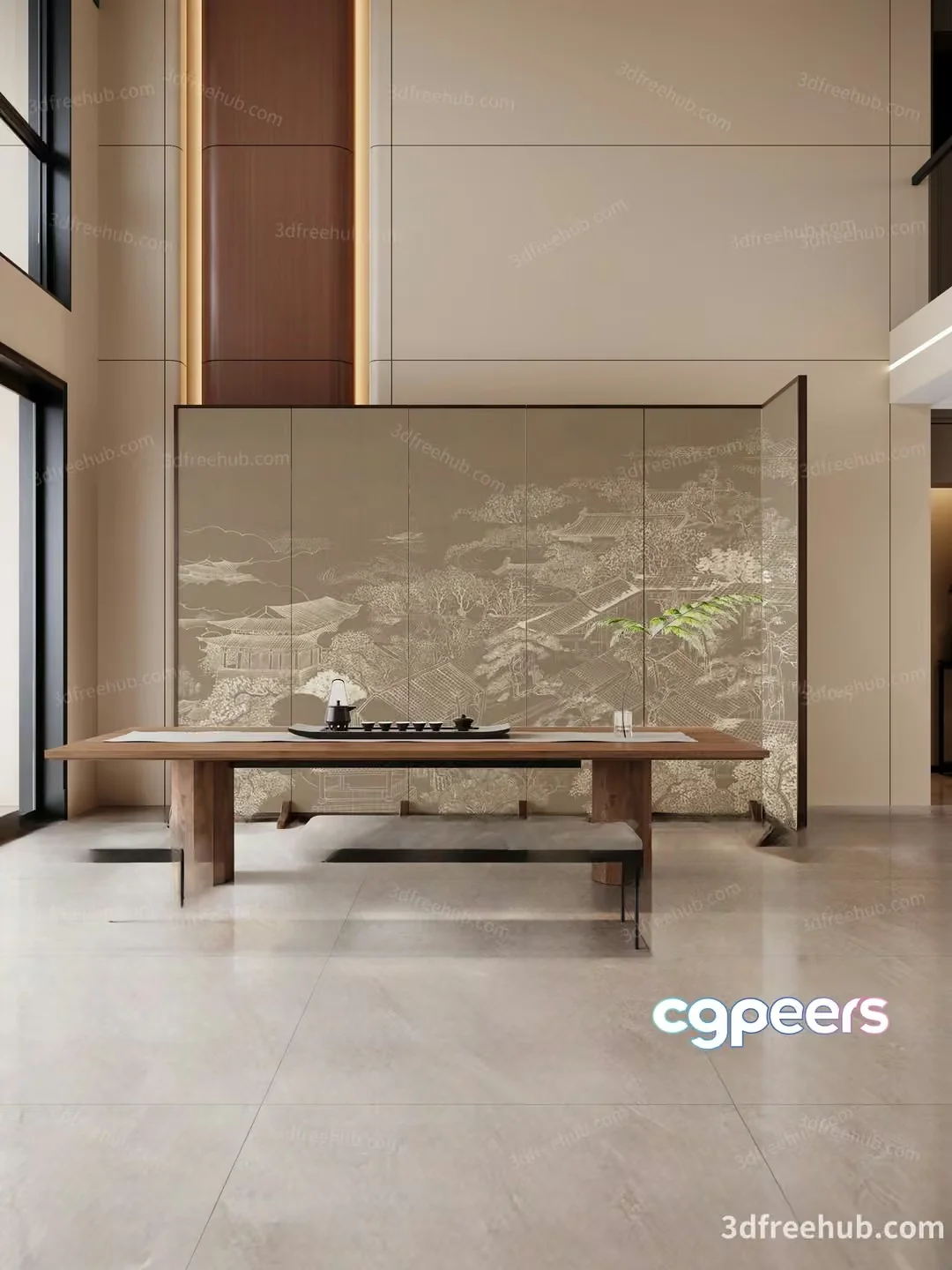 Modern Living Room 3D Model – 467 – VRAY Render