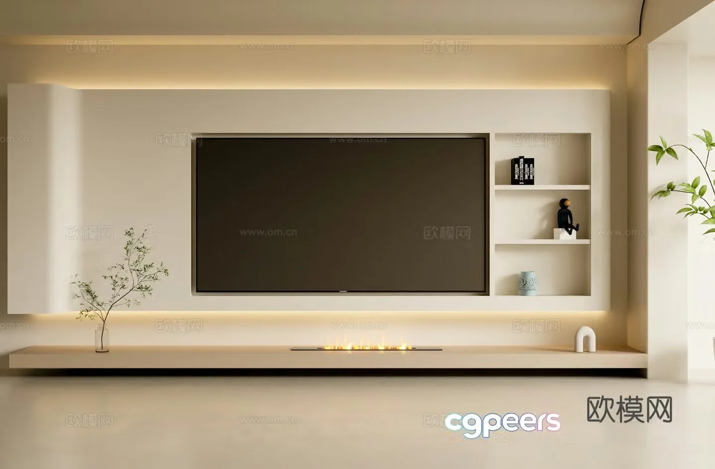 Living room background wall 3d model