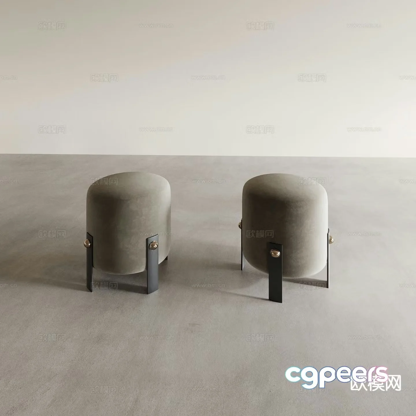 Stool round stool coffee stool makeup stool 3d model
