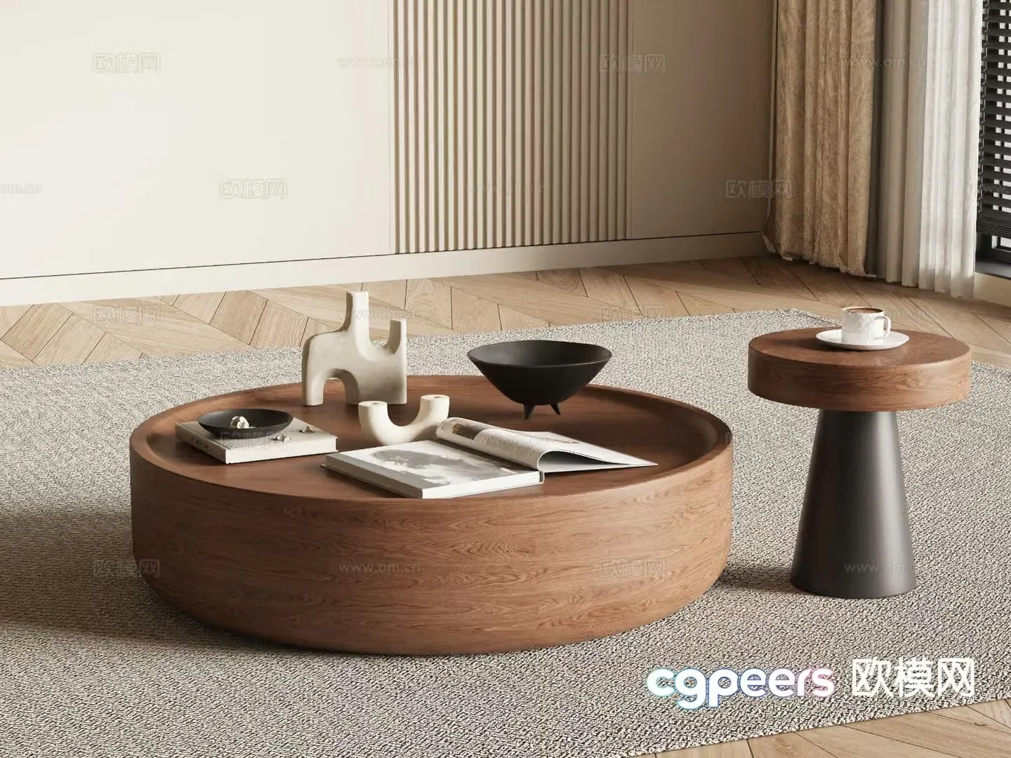 Medieval style coffee table mother-in-law coffee table 3d model