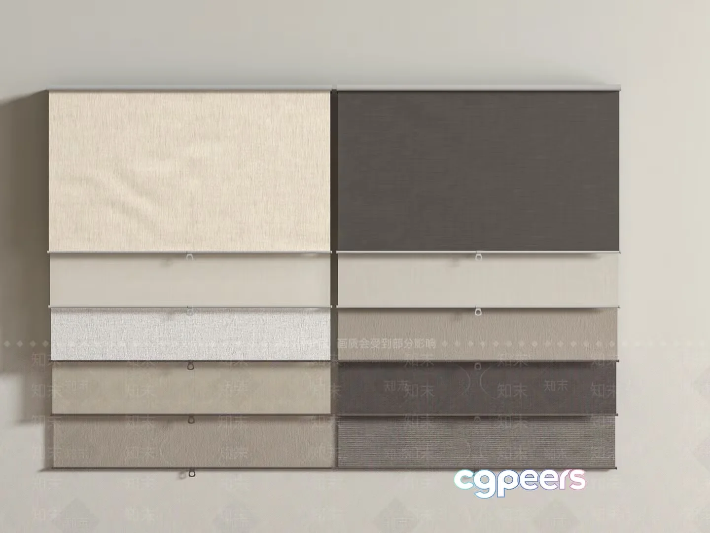 A Collection Of Fabric Swatches In Various Shades Of Beige And 3D Model – 5300 – VRAY Render