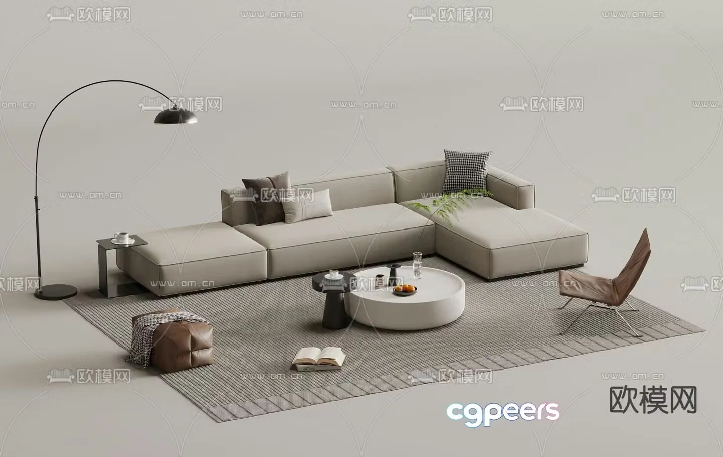 Modern sectional sofa 3d model