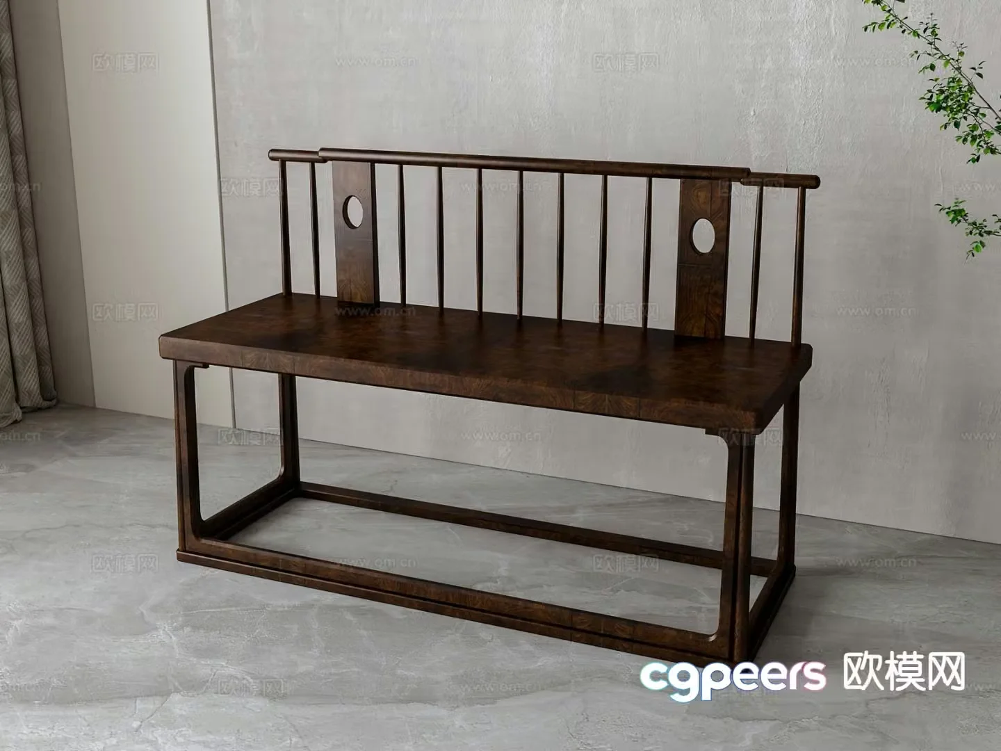 New Chinese style solid wood sofa deck sofa 3D model