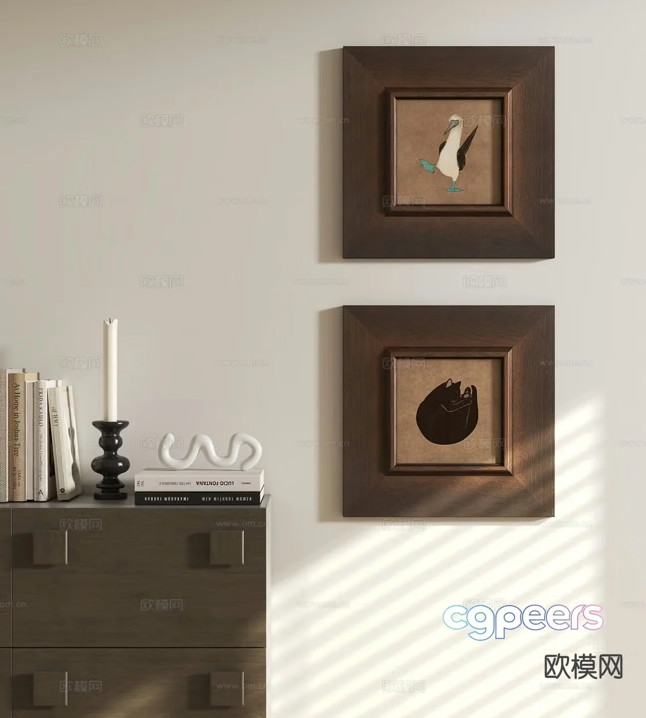 Medieval style combination painting retro painting hanging painting 3D model