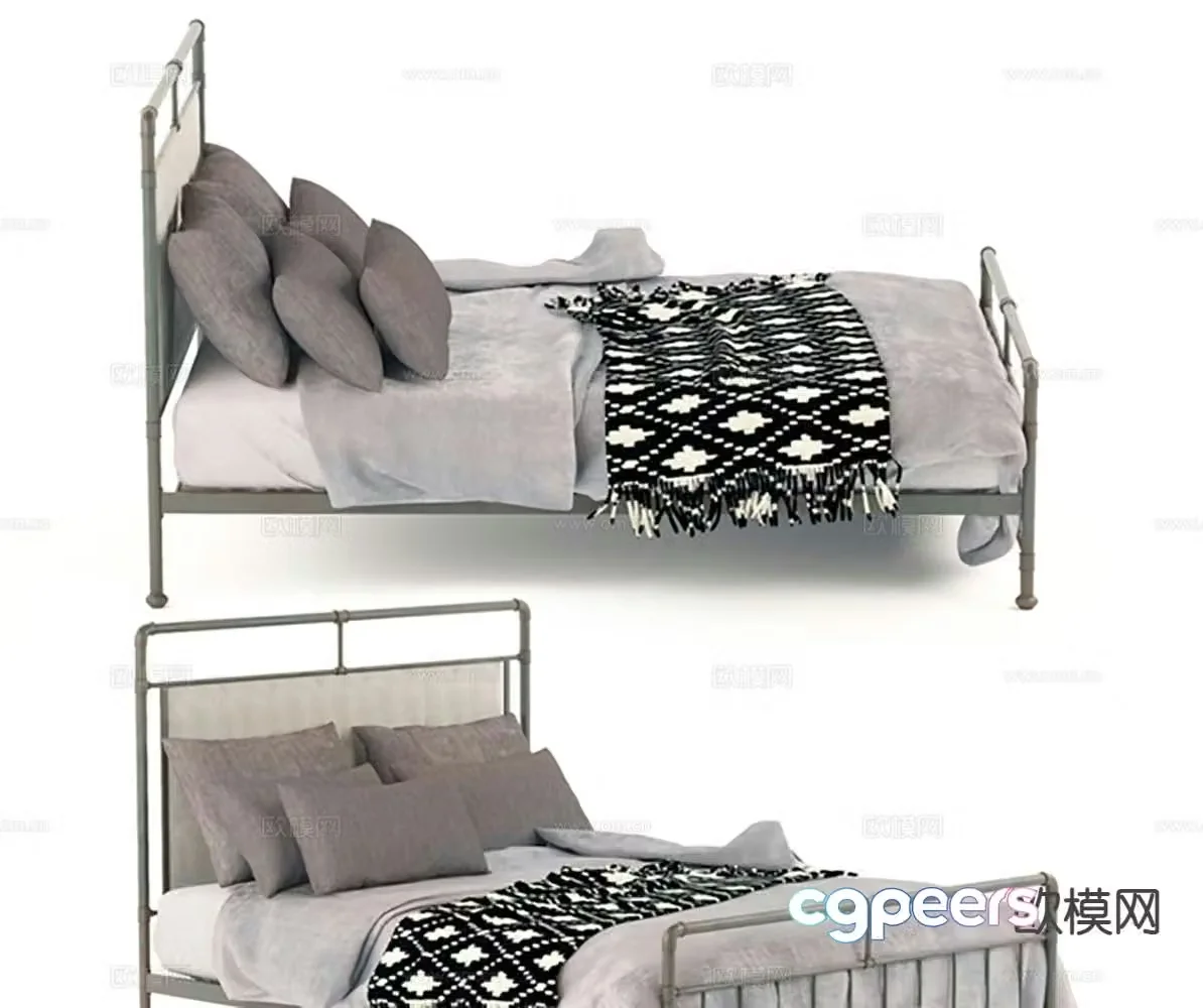 Modern double bed 3d model