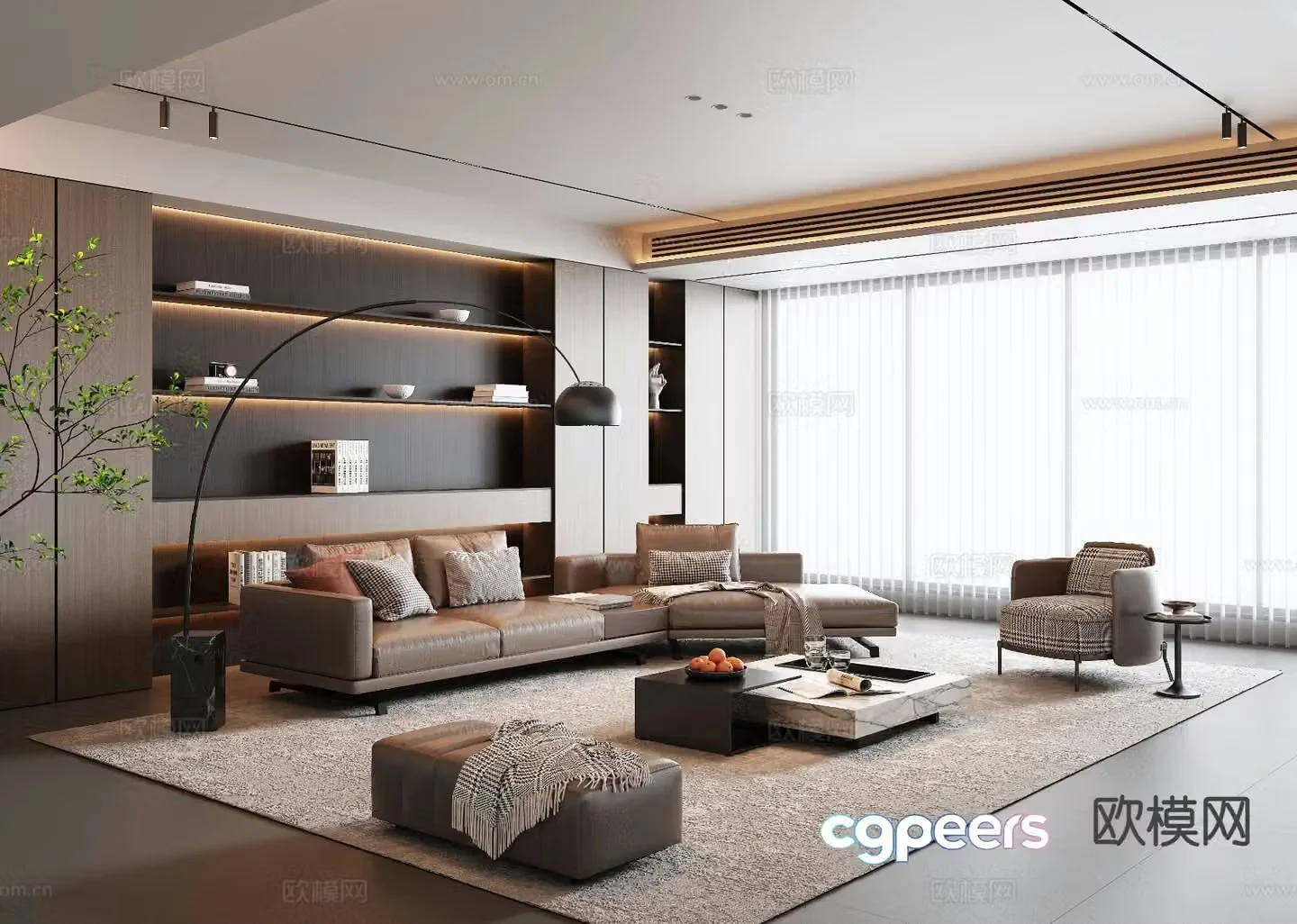 Italian light luxury living room 3D model