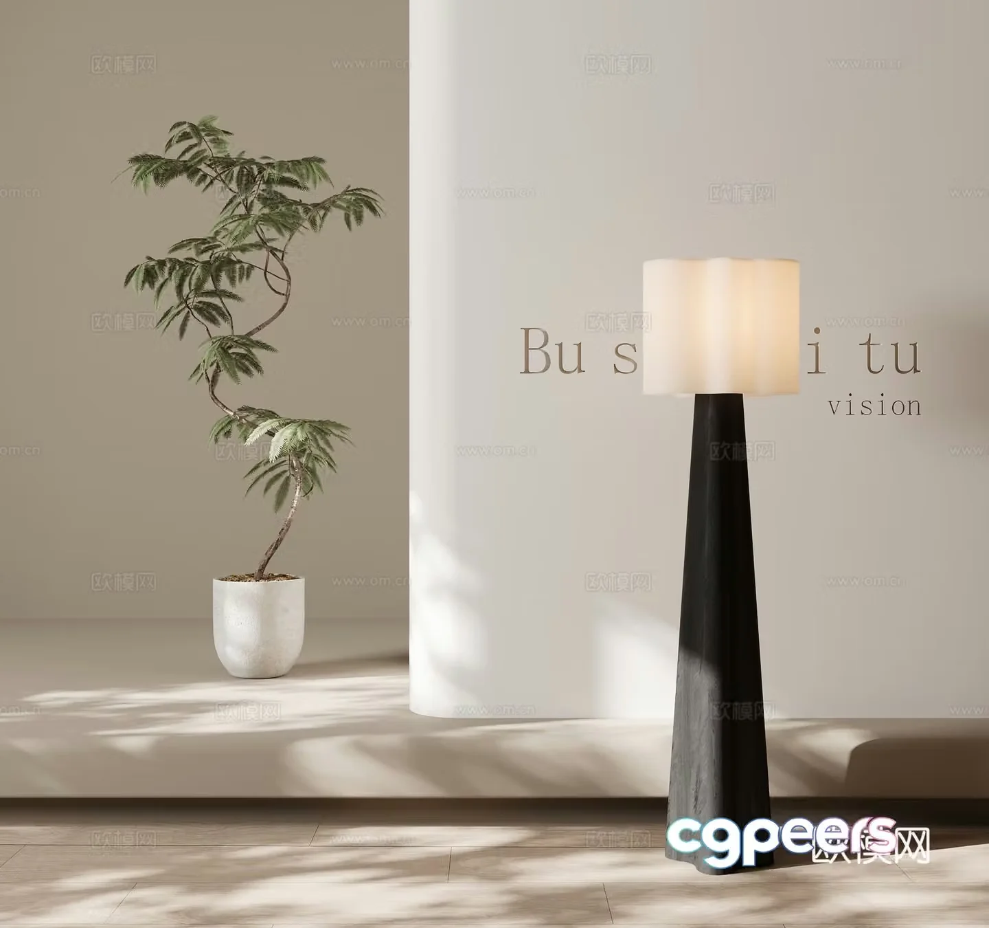 Modern floor lamp green plant 3d model