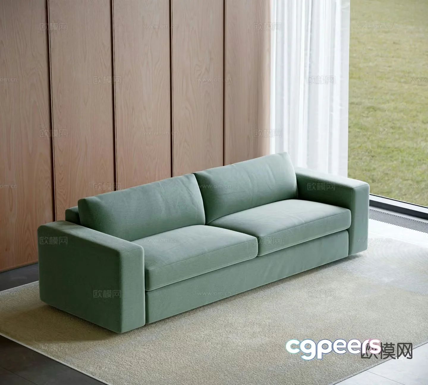 Nordic fabric sofa double sofa 3d model