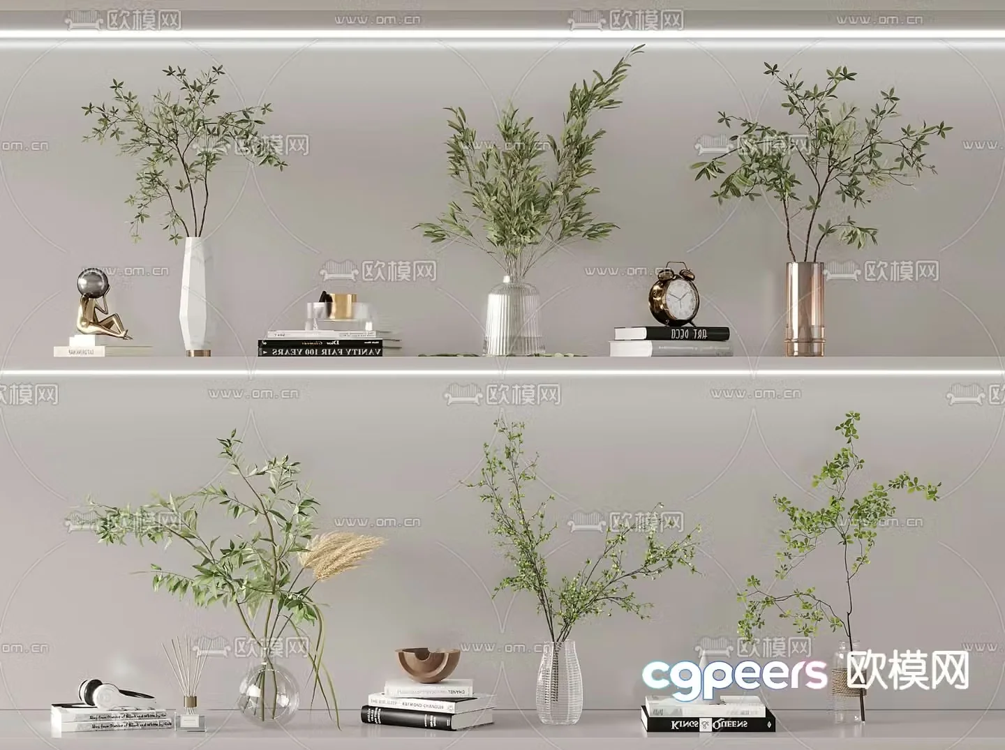 Modern green plant ornaments Jewelry ornaments 3D model