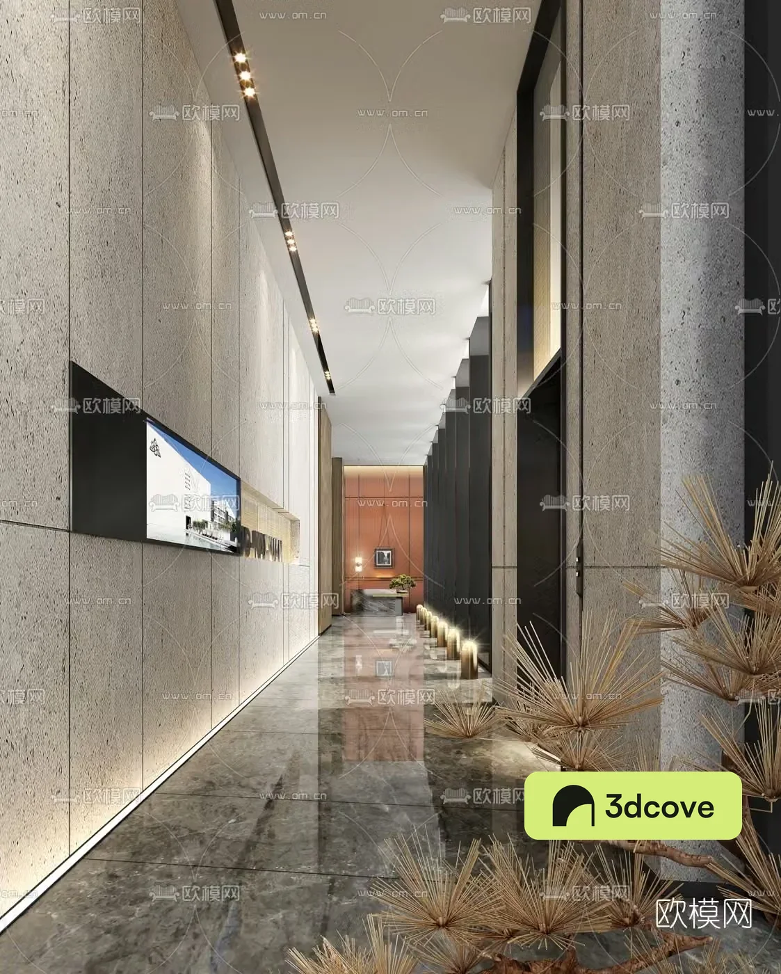 Modern club elevator hall corridor