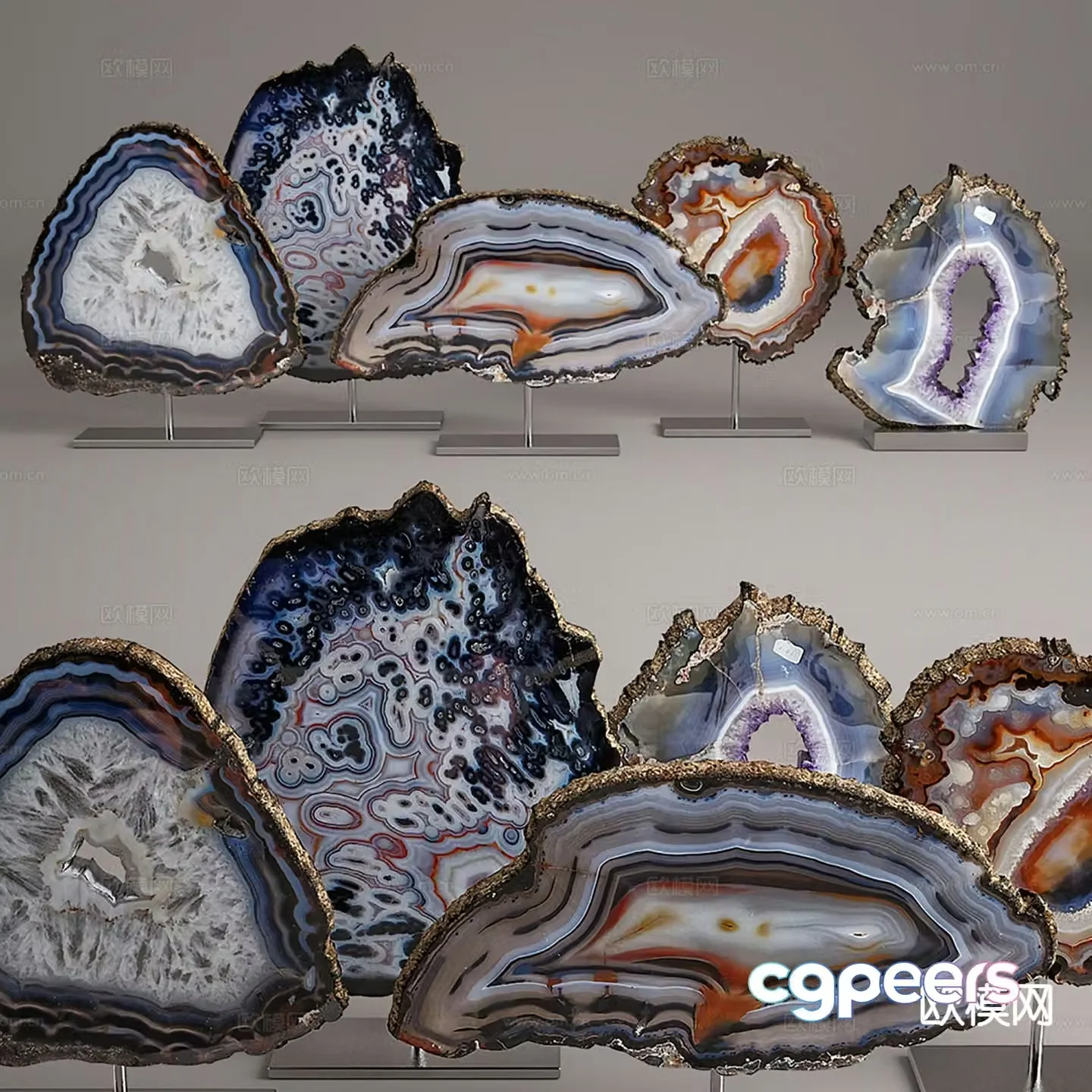 crystal teeth agate ornaments 3d model
