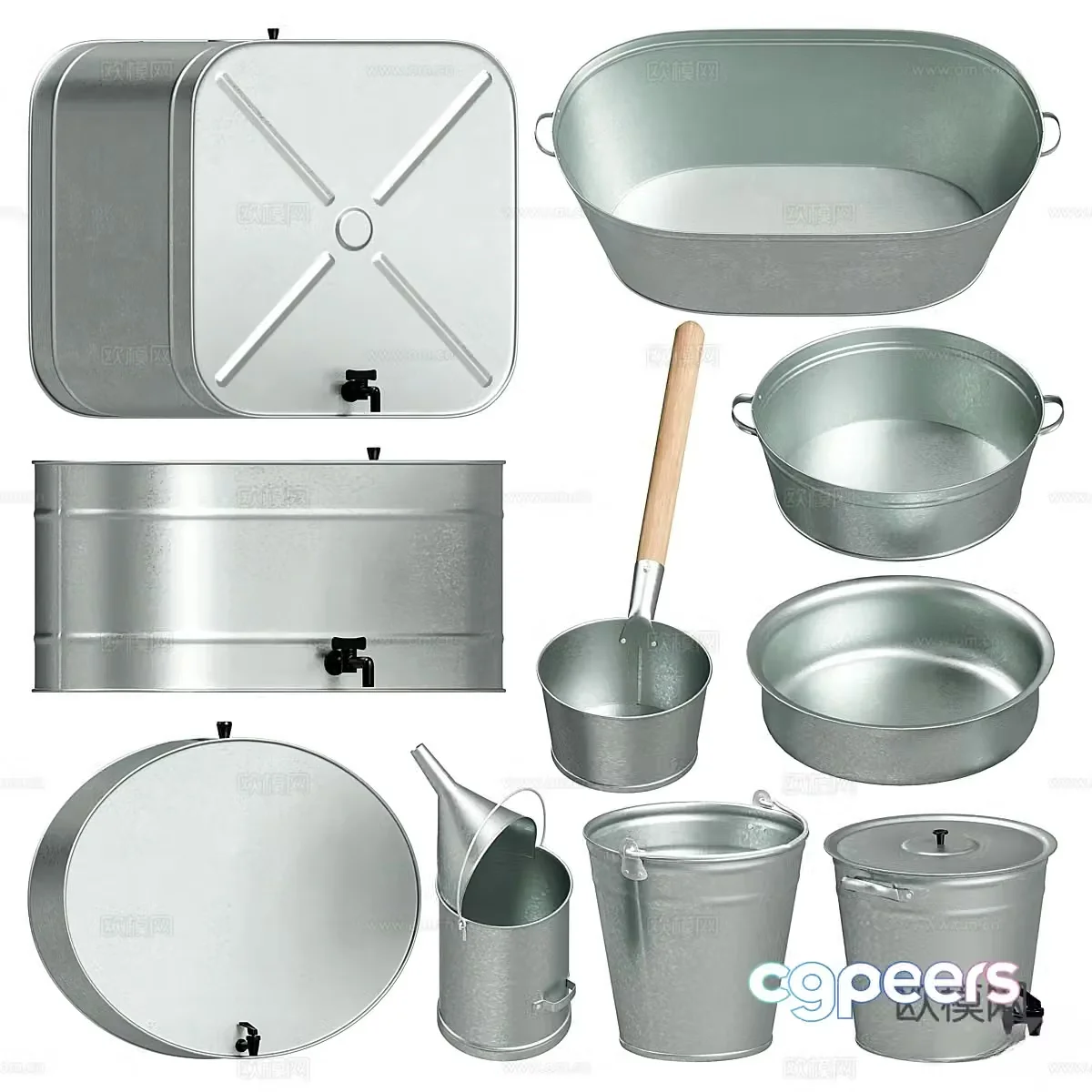 kitchen supplies kitchen utensils pots 3d model