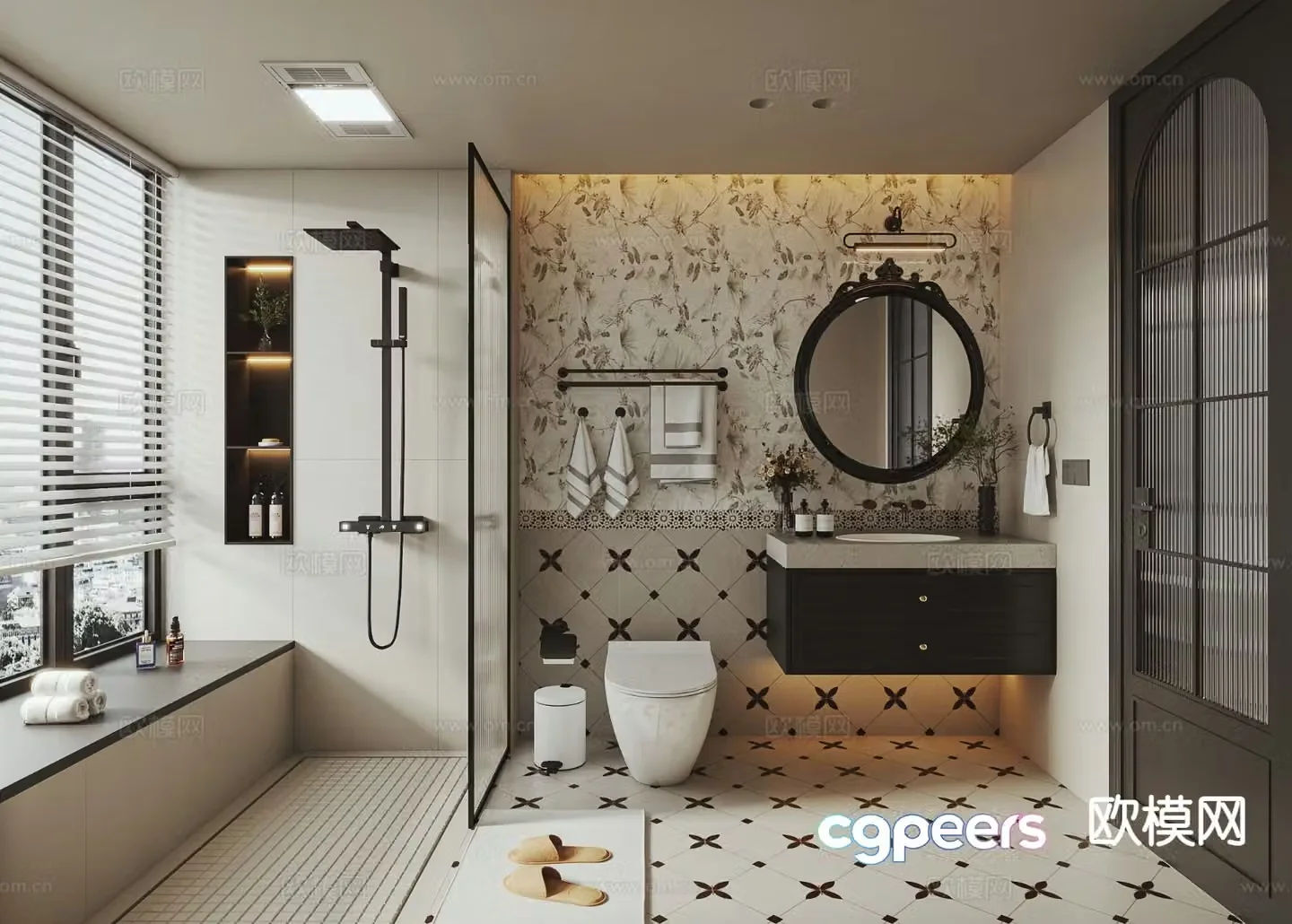 French retro bathroom bathroom 3d model
