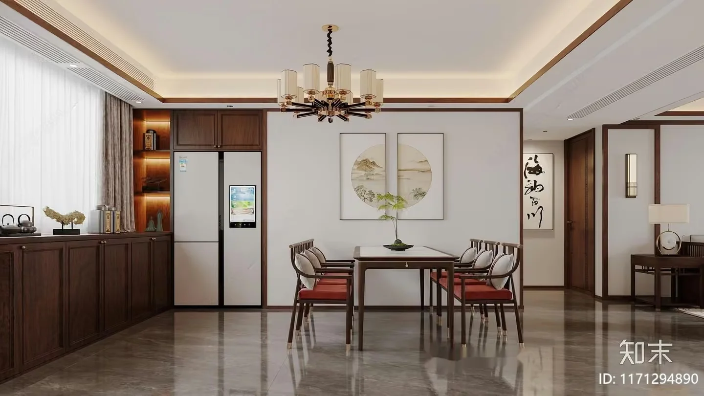 Modern Dining Room 3D Model – 18025 – VRAY Render