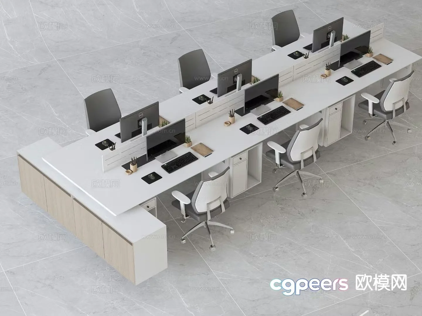 Card space desk staff table 3d model