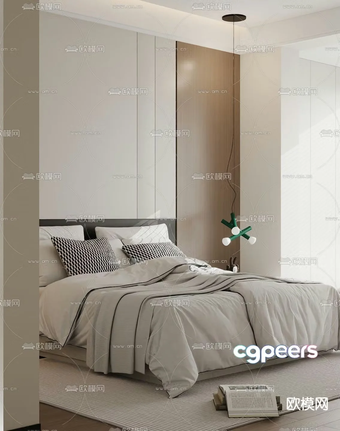 Modern double bed 3d model