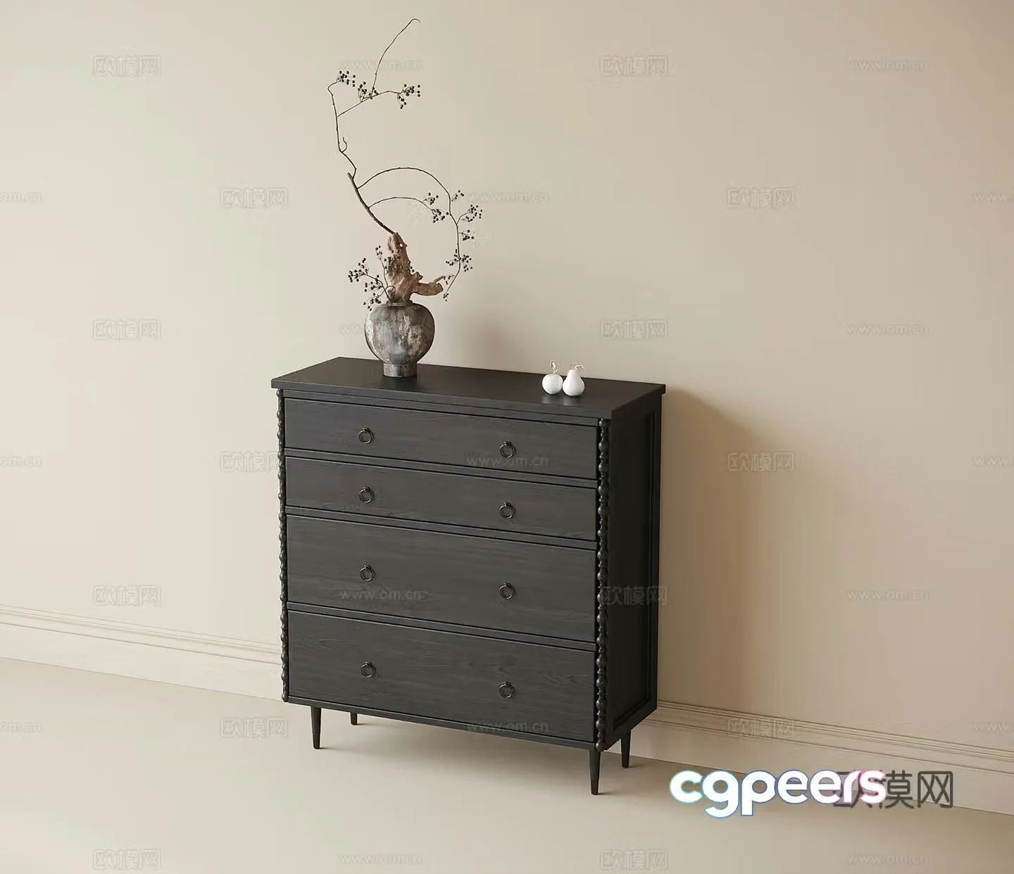 French chest of drawers 3D model