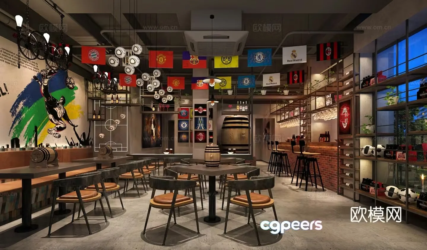 Industrial style beer bar clear bar 3d model
