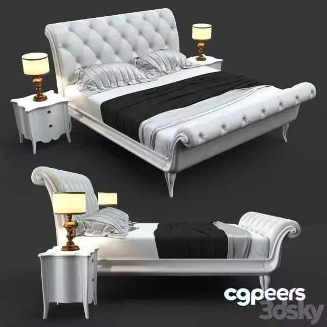 3ds Max Free – CorteZari Gaston bed, Sofia bedside & lamp