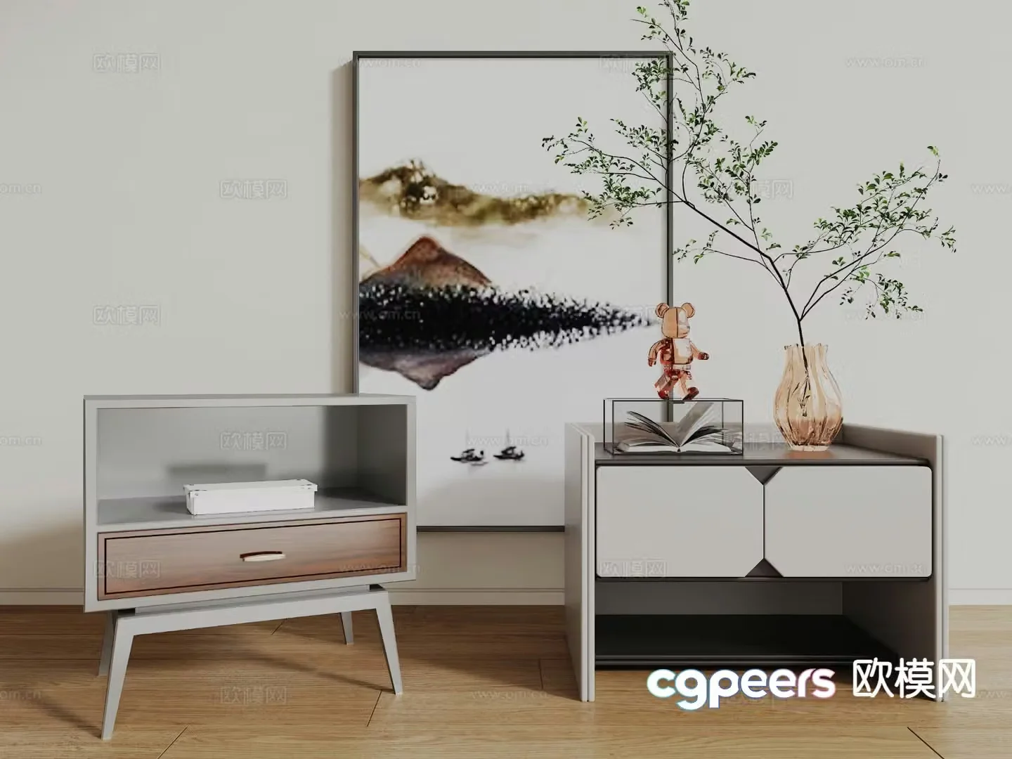 Modern bedside table 3d model